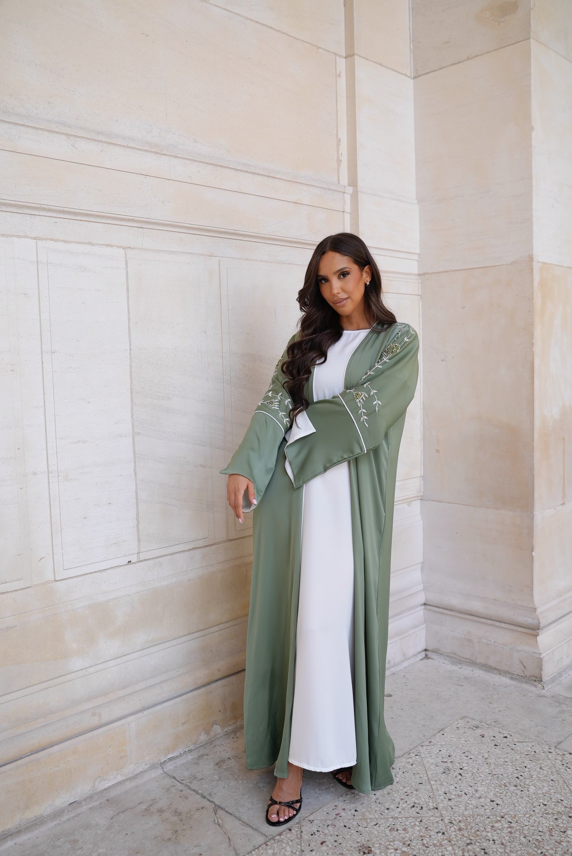 ABAYA KIMONO LEÏA[ Vert d’eau ]