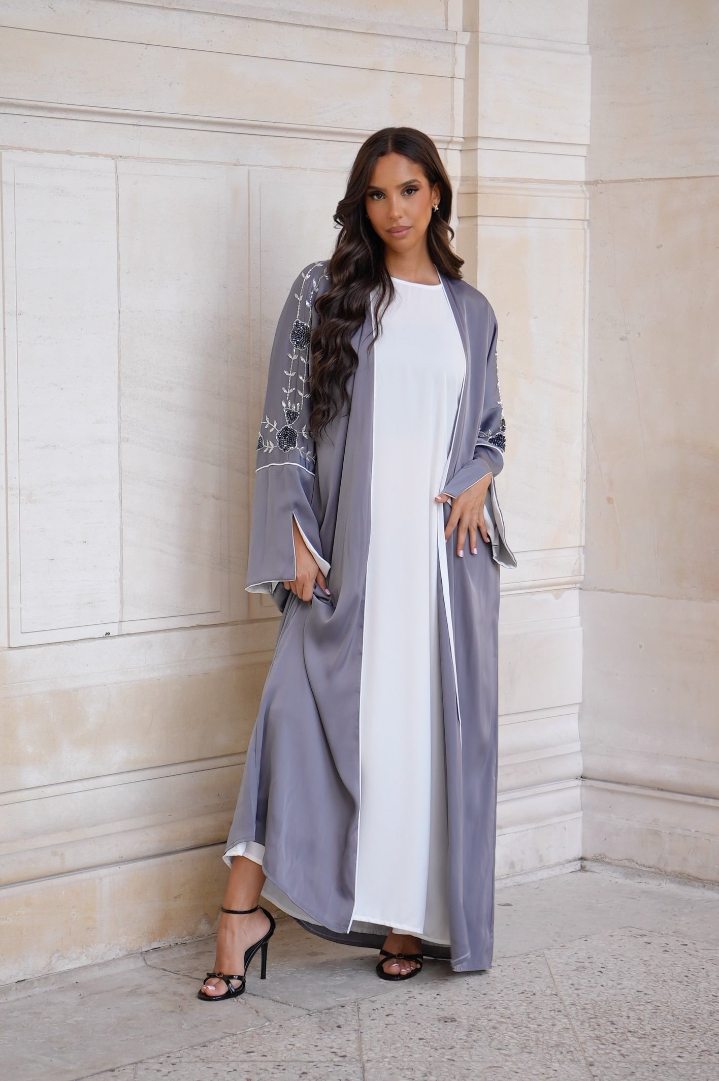 ABAYA KIMONO LEÏA[ Gris]