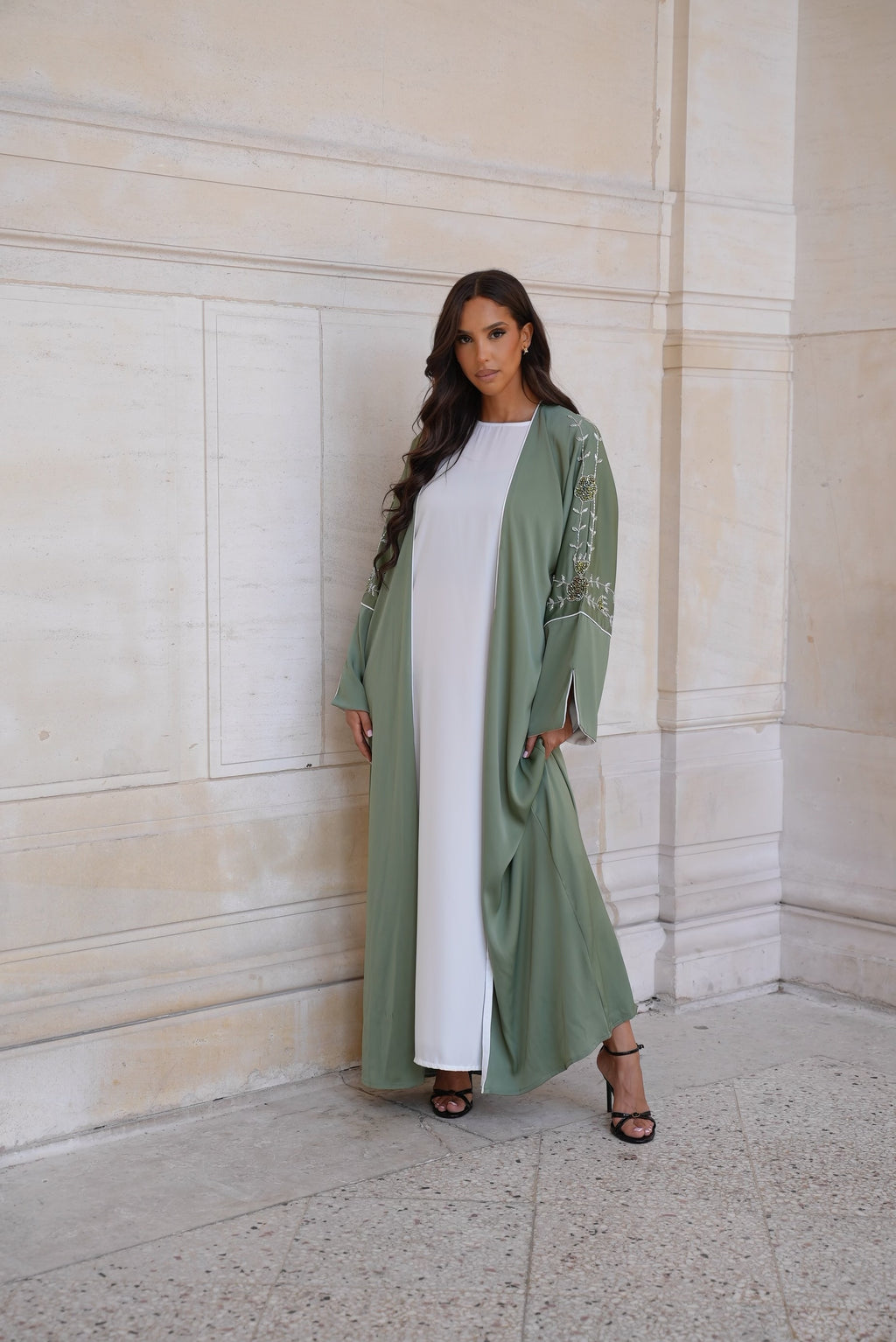 ABAYA KIMONO LEÏA[ Vert d’eau ]