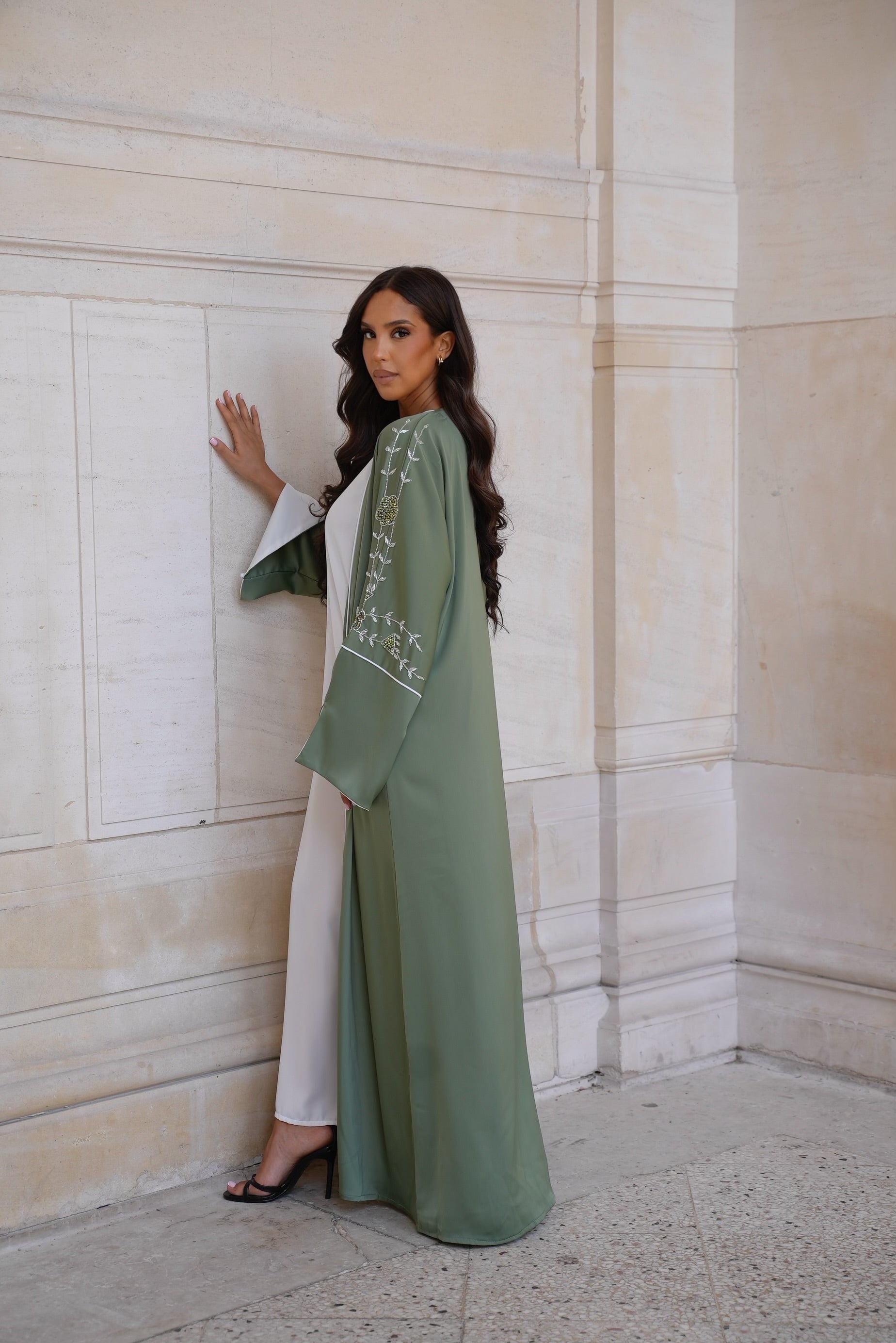 ABAYA KIMONO LEÏA[ Vert d’eau ]